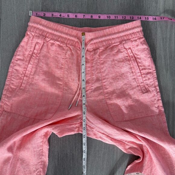Athleta Retreat Linen Jogger Pants in Calla Sunset Orange Coral 531704 Size 6 - Picture 15 of 16
